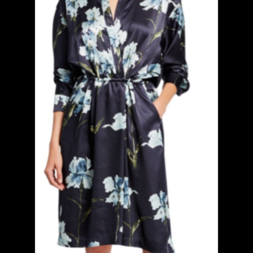 Vince iris print faux wrap dress